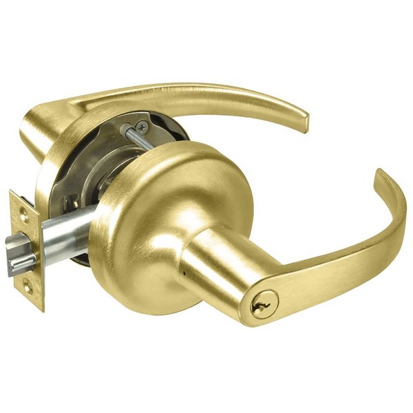 Yale Grade 2 Entry Cylindrical Lock, Pacific Beach Lever, Conventional Cylinder, Satin Brass Finish PB5307LN 606